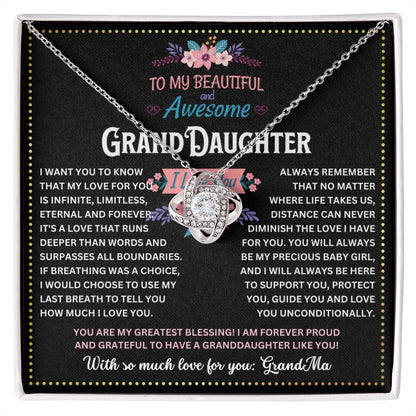 JGF Jewelry Gifts for Family Love Knot Necklaces For Granddaughter From Grandmother