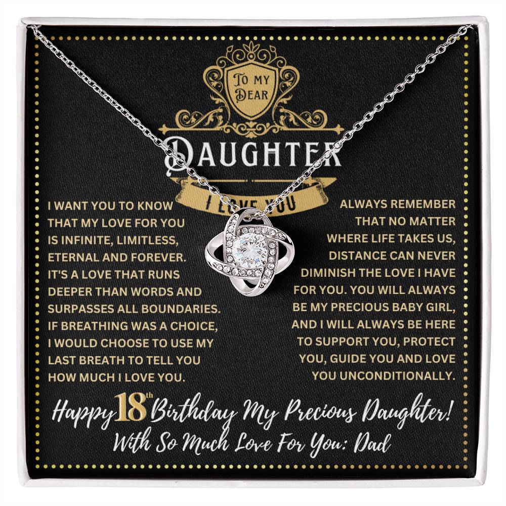 JGF Jewelry Gifts for Family 18th Birthday Card For Daughter From Dad Love Knot Necklace
