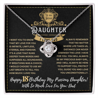 JGF Jewelry Gifts for Family 18th Birthday Card For Daughter From Dad Love Knot Necklace