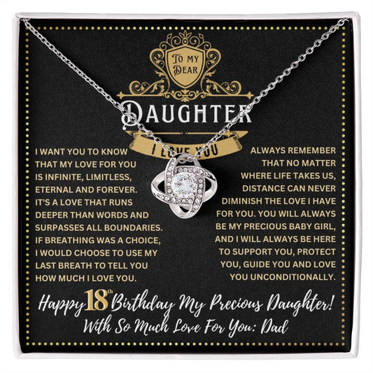 JGF Jewelry Gifts for Family 18th Birthday Card For Daughter From Dad Love Knot Necklace