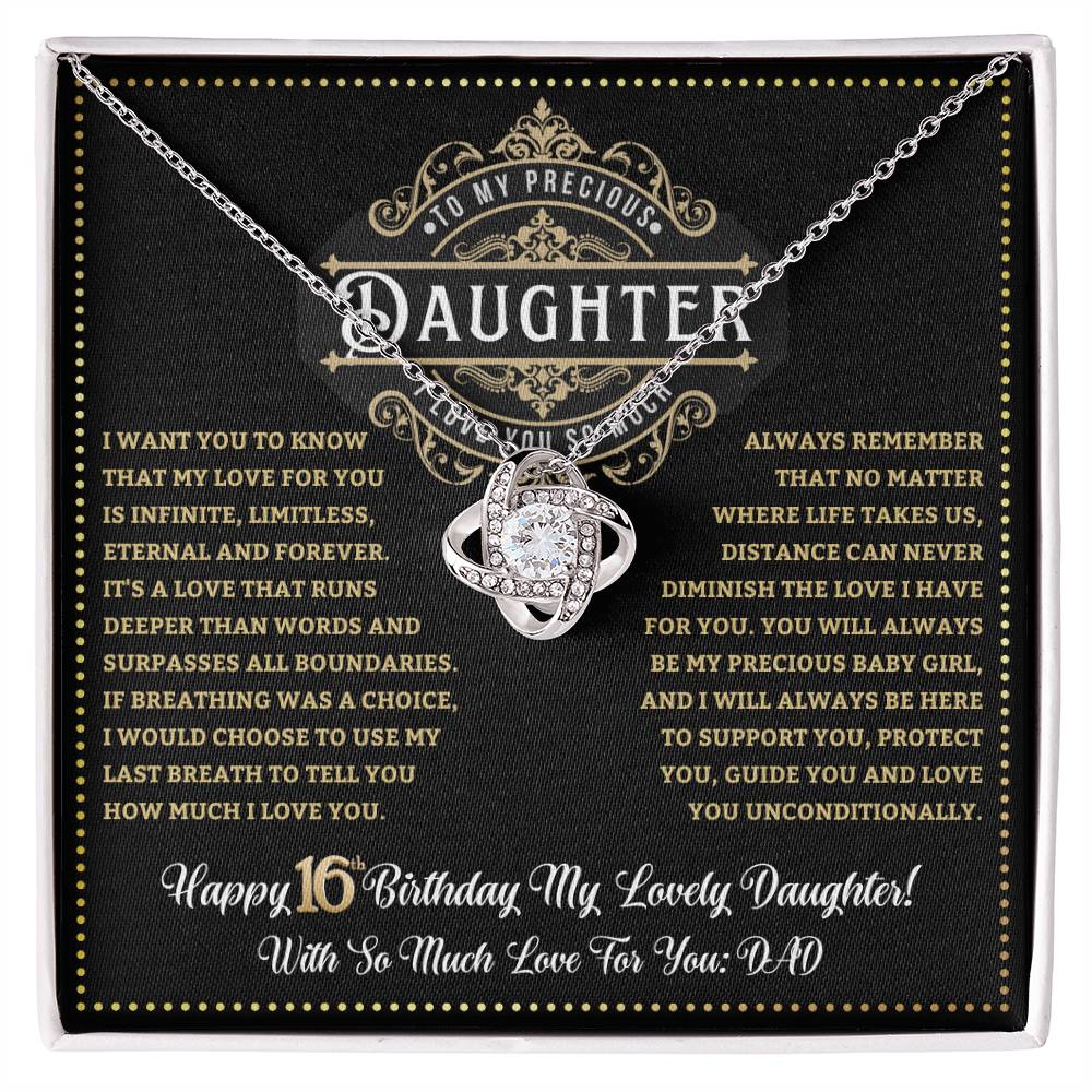 JGF Jewelry Gifts for Family Sweet 16 Necklace Jewelry Daughter Love Knot Necklace From Dad