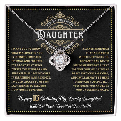 JGF Jewelry Gifts for Family Sweet 16 Necklace Jewelry Daughter Love Knot Necklace From Dad
