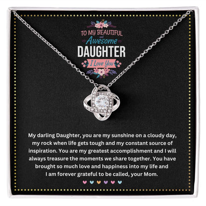 JGF Jewelry Gifts for Family |I Love You Sterling Silver Cubic Zirconia Celtic Love Knot Necklace for Daughter from Mom