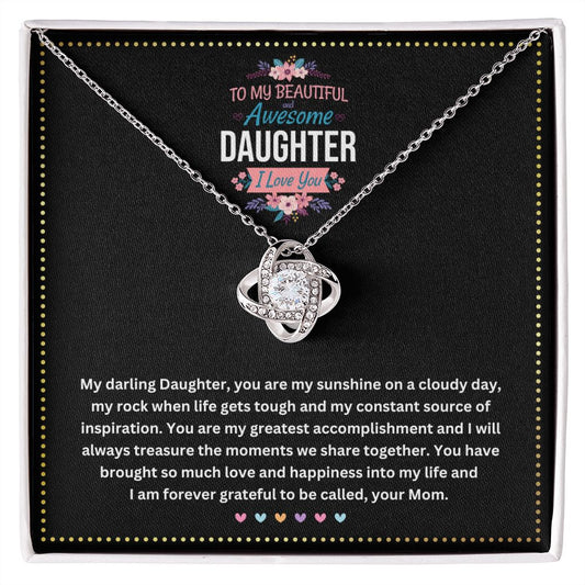 JGF Jewelry Gifts for Family |I Love You Sterling Silver Cubic Zirconia Celtic Love Knot Necklace for Daughter from Mom