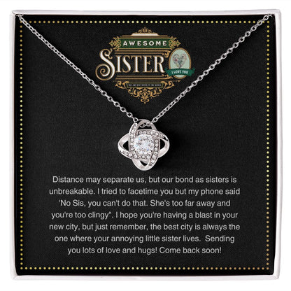 JGF Jewelry Gifts for Family | New Mom Gift Basket Item Ideas | Sterling Silver I love You Sister Celtic Love Knot Necklace Gifts from Sister