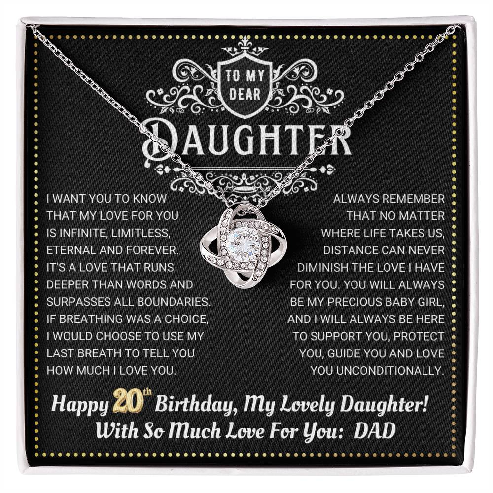 JGF Jewelry Gifts for Family Daughter 20th Birthday From Dad Love Knot Necklace