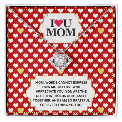 JGF Jewelry Gifts for Family I Love You Mom Message Card Necklace For Mommy