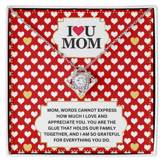 JGF Jewelry Gifts for Family I Love You Mom Message Card Necklace For Mommy