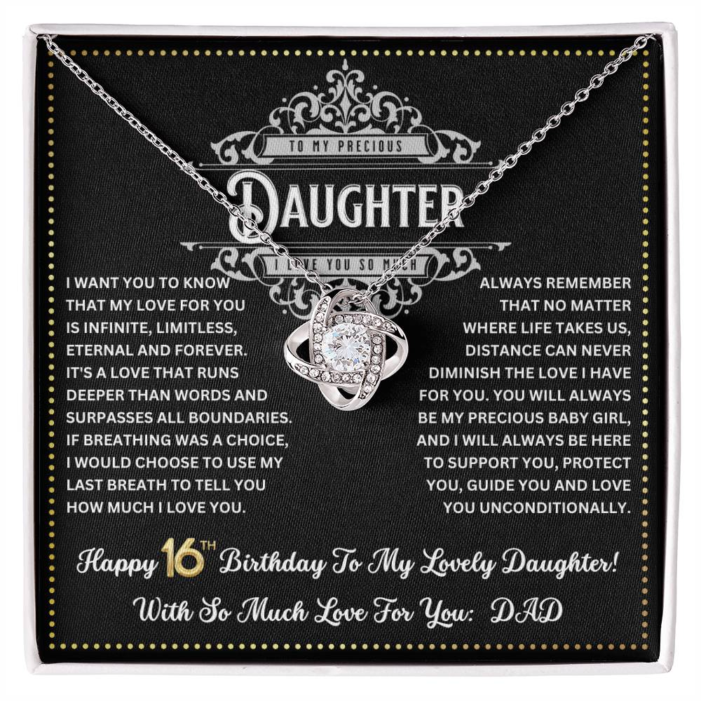 JGF Jewelry Gifts for Family Happy 16th Birthday Card Daughter Love Knot Necklace
