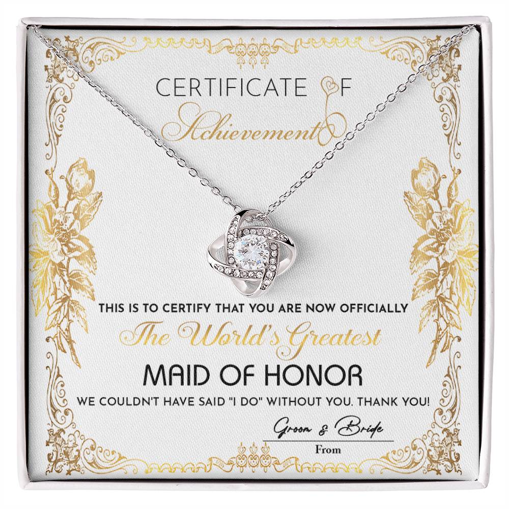 Maid Of Honor-Certificate Of Achievement