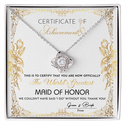 Maid Of Honor-Certificate Of Achievement