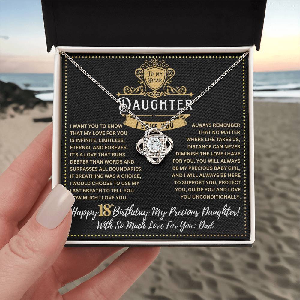 JGF Jewelry Gifts for Family 18th Birthday Card For Daughter From Dad Love Knot Necklace