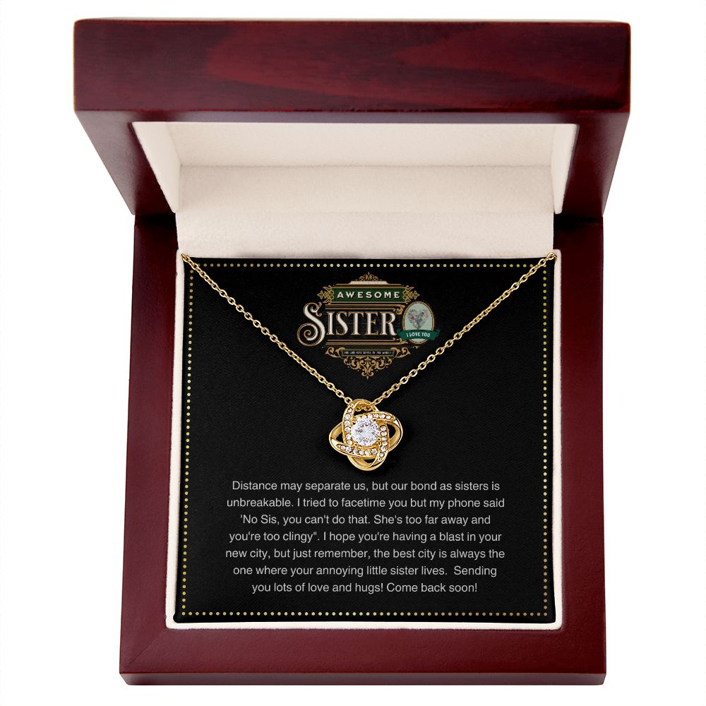 JGF Jewelry Gifts for Family | New Mom Gift Basket Item Ideas | Sterling Silver I love You Sister Celtic Love Knot Necklace Gifts from Sister