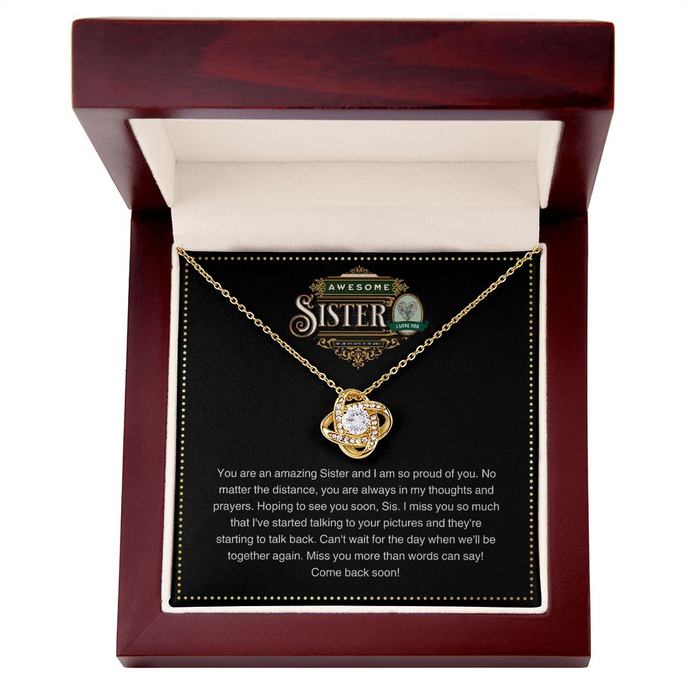 JGF Jewelry Gifts for Family | Sterling Silver Cubic Zirconia Celtic Love Knot Necklace | You are Awesome Gift Box Item Ideas for Sister