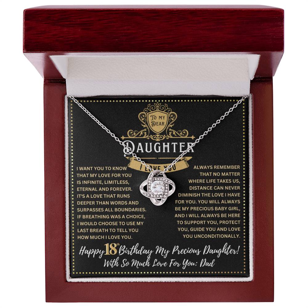 JGF Jewelry Gifts for Family 18th Birthday Card For Daughter From Dad Love Knot Necklace