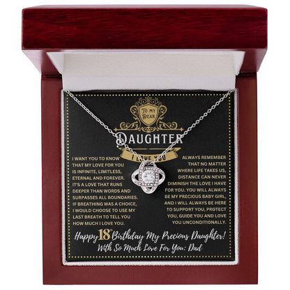 JGF Jewelry Gifts for Family 18th Birthday Card For Daughter From Dad Love Knot Necklace