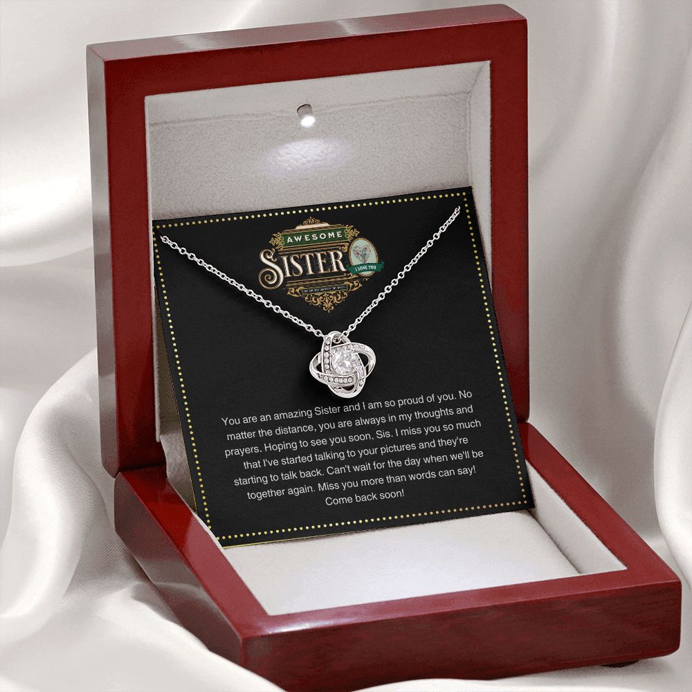 JGF Jewelry Gifts for Family | Sterling Silver Cubic Zirconia Celtic Love Knot Necklace | You are Awesome Gift Box Item Ideas for Sister