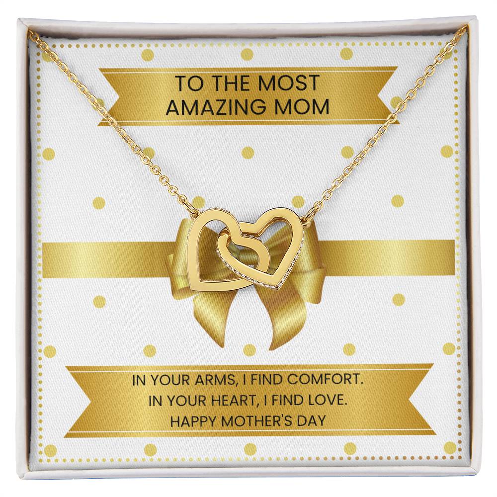 JGF Jewelry Gifts for Family Mom Heart Necklace From Daughter And Son Interlocking Heart Necklace