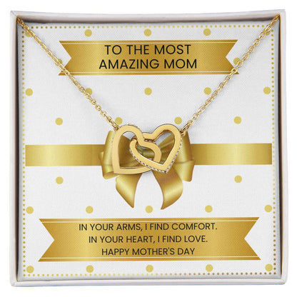JGF Jewelry Gifts for Family Mom Heart Necklace From Daughter And Son Interlocking Heart Necklace