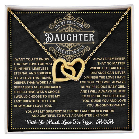 JGF Jewelry Gifts for Family To My Daughter Necklace From Dad And Mom Interlocking Heart Necklace