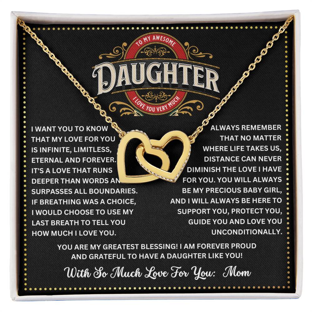 JGF Jewelry Gifts for Family Double Heart To My Daughter Necklace From Mom