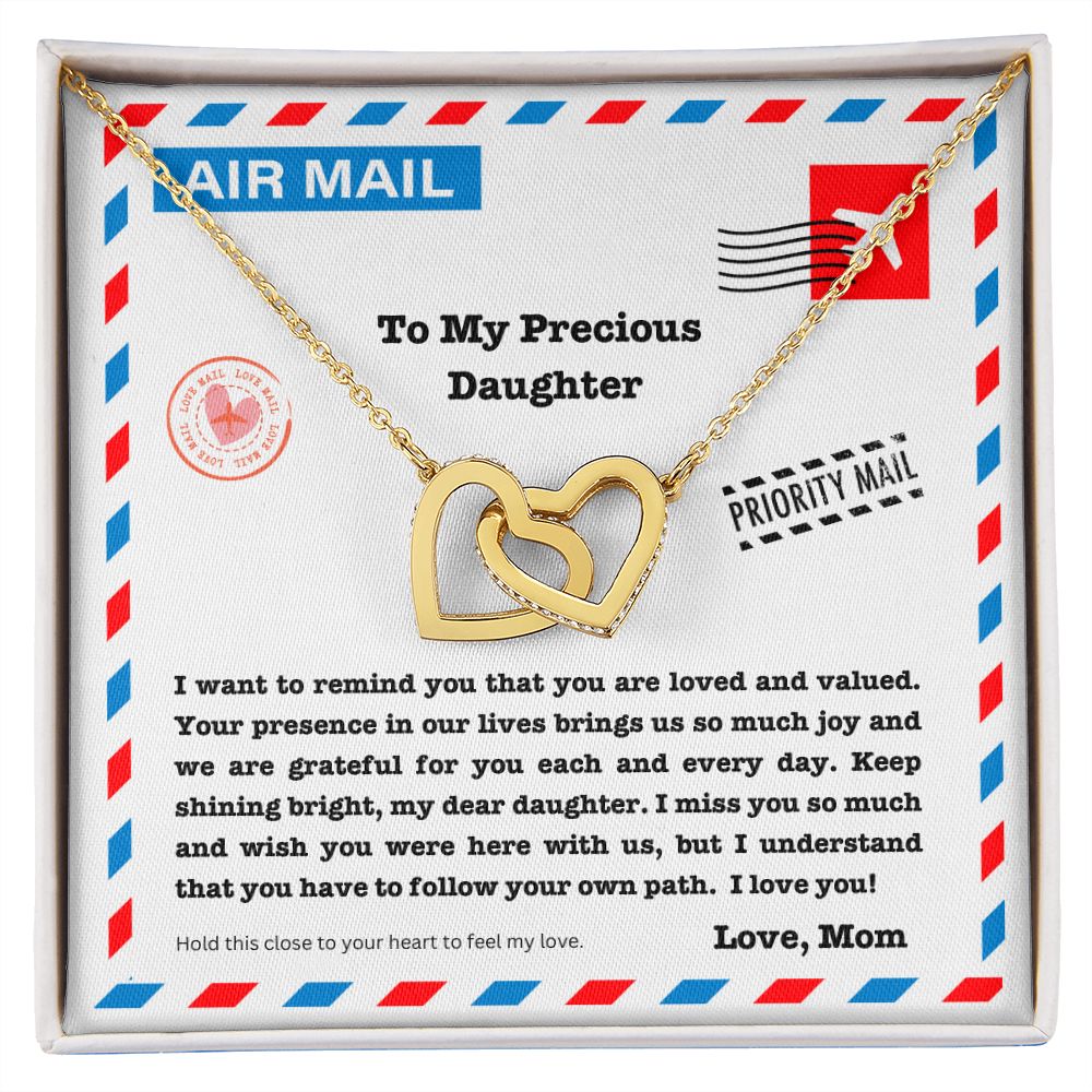 JGF Jewelry Gifts for Family Double Heart Necklace Gifts For Daughter Far Away From Mom And Dad