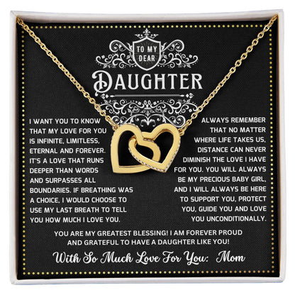 JGF Jewelry Gifts for Family Heart Necklace Silver 2 Linked Hearts To My Daughter From Mom On Her Wedding Day