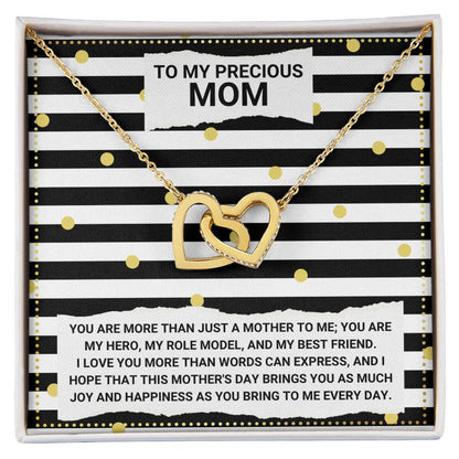 JGF Jewelry Gifts for Family Double Heart Pendant Necklace For Mom