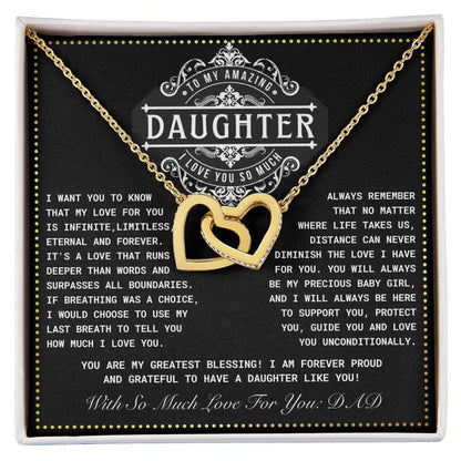 JGF Jewelry Gifts for Family Interlocking Hearts Necklace 18th Birthday Card Daughter From Dad