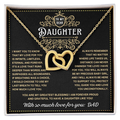 JGF Jewelry Gifts for Family Interlocking Heart Necklace For Daughter From Dad