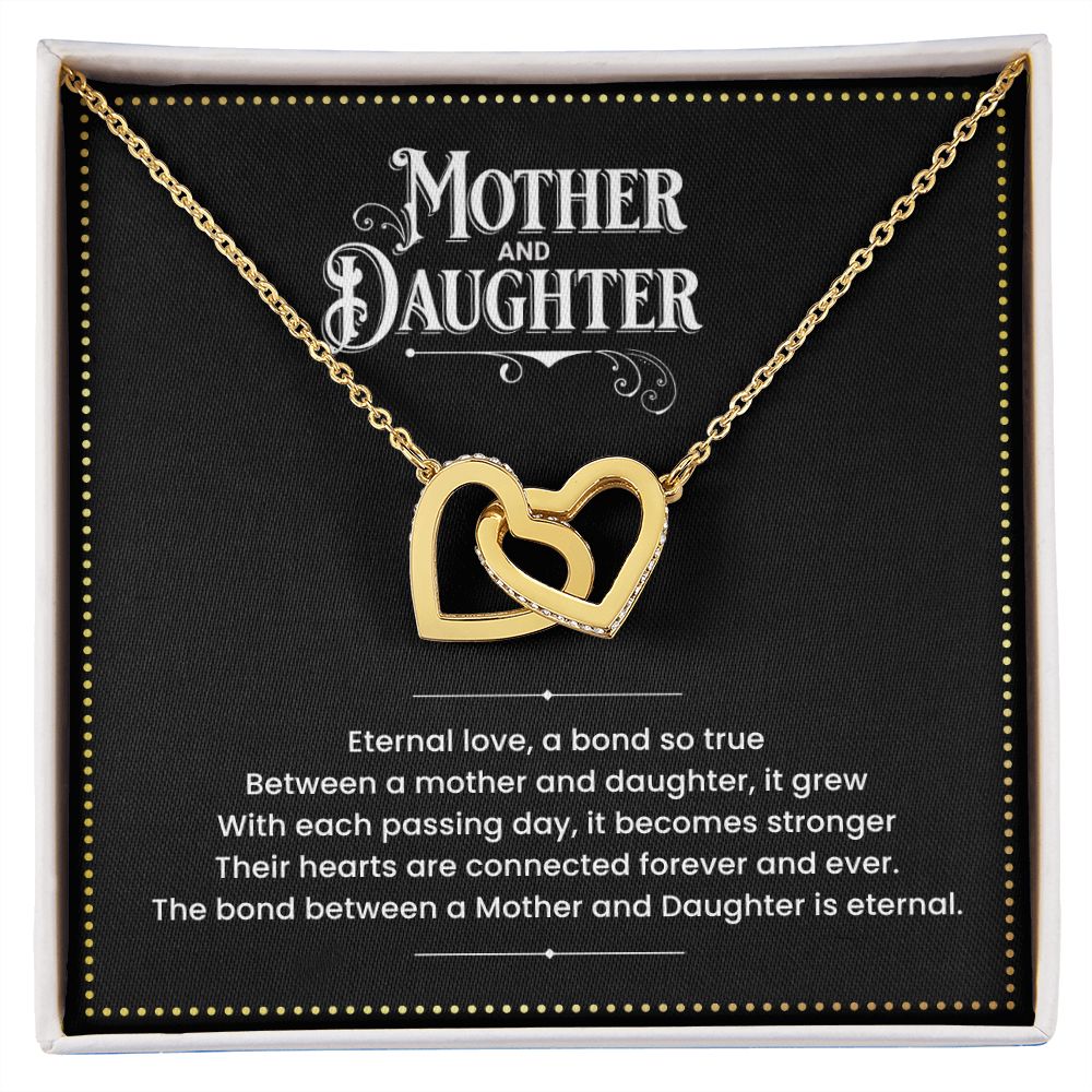 JGF Jewelry Gifts for Family - Intertwined Double 2 Hearts Rose Gold Pendant Necklace for Mother and Daughter