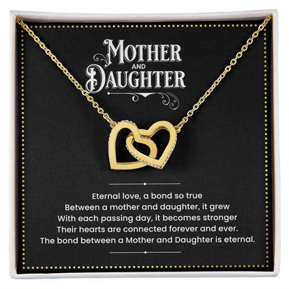 JGF Jewelry Gifts for Family - Intertwined Double 2 Hearts Rose Gold Pendant Necklace for Mother and Daughter
