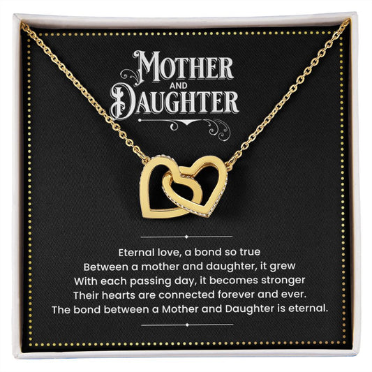 JGF Jewelry Gifts for Family - Intertwined Double 2 Hearts Rose Gold Pendant Necklace for Mother and Daughter