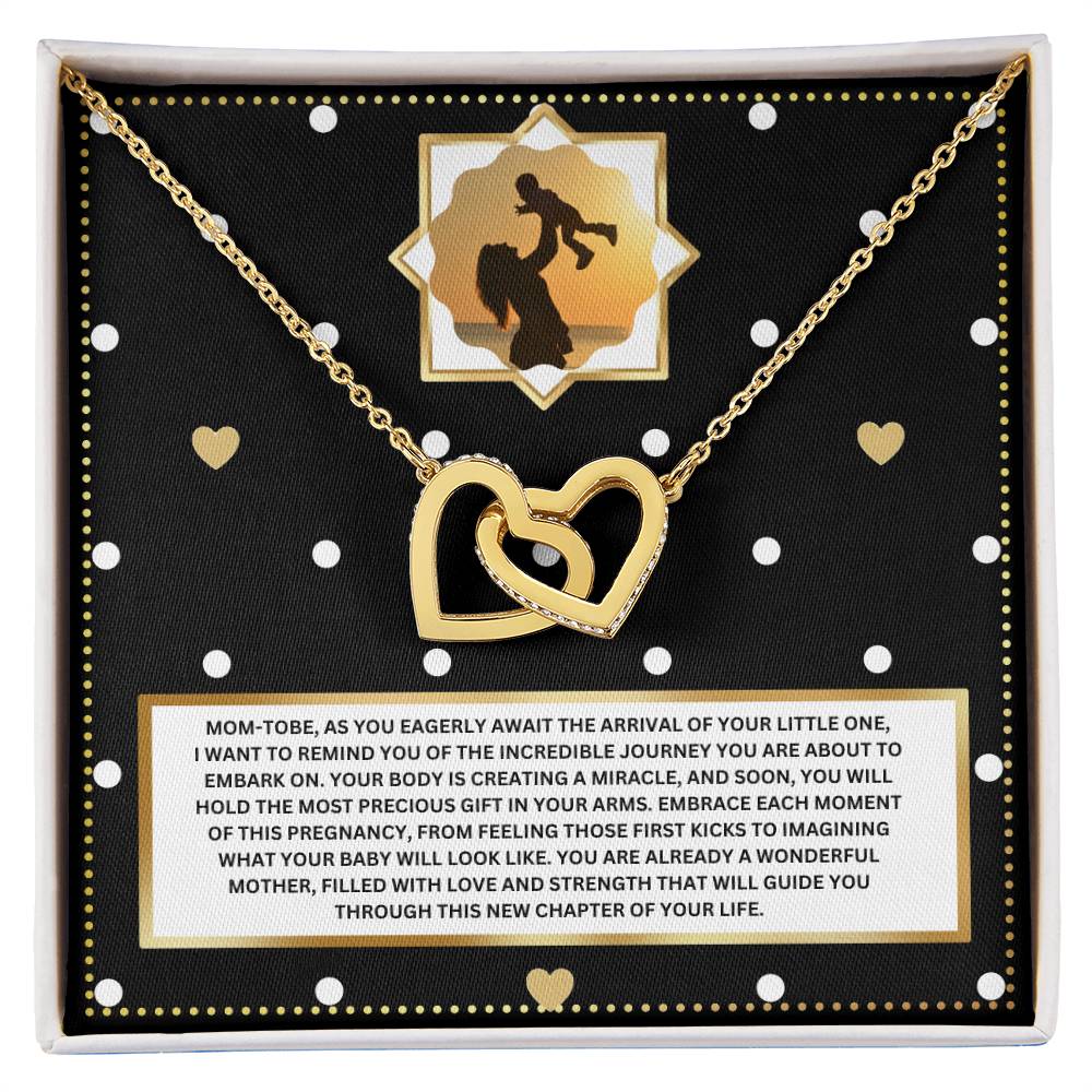 JGF Jewelry Gifts for Family Sterling Silver Interlocking Heart Necklace Mom To Be Card Mothers Day