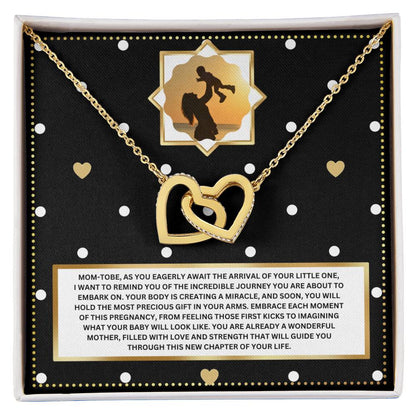 JGF Jewelry Gifts for Family Sterling Silver Interlocking Heart Necklace Mom To Be Card Mothers Day