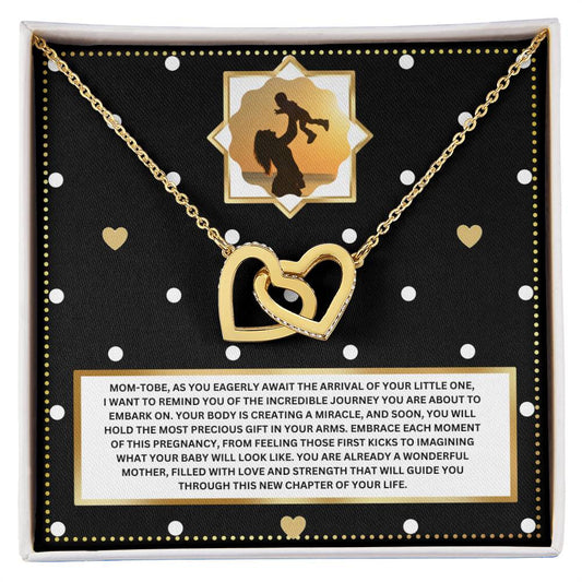 JGF Jewelry Gifts for Family Sterling Silver Interlocking Heart Necklace Mom To Be Card Mothers Day