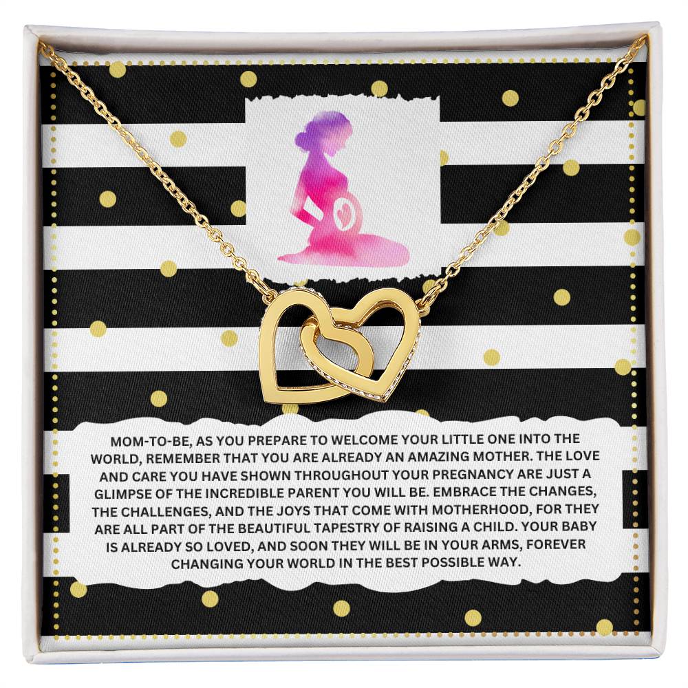 JGF Jewelry Gifts for Family Interlocking Heart Necklace Mom To Be Card Mothers Day