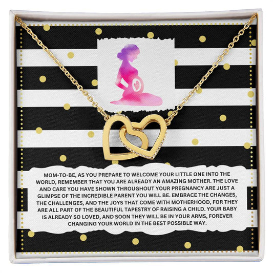 JGF Jewelry Gifts for Family Interlocking Heart Necklace Mom To Be Card Mothers Day