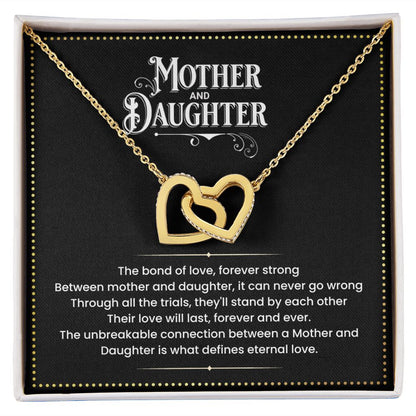 JGF Jewelry Gifts for Family | 2 Interlocking Hearts Pendant Necklace Gifts for Mother and Daughter