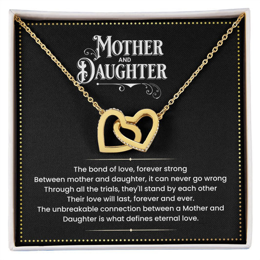 JGF Jewelry Gifts for Family | 2 Interlocking Hearts Pendant Necklace Gifts for Mother and Daughter