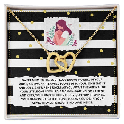 JGF Jewelry Gifts for Family Interlocking Heart Necklace New Mom Gifts After Birth Basket