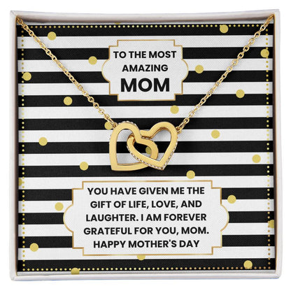 JGF Jewelry Gifts for Family Two 2 Hearts Connected Necklace For Mom on Mother's Day