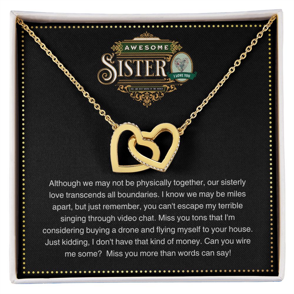 JGF Jewelry Gifts for Family | Moving Away Gifts For Sister | Intertwined Double Hearts - Rose Gold and Silver Pendant Necklace