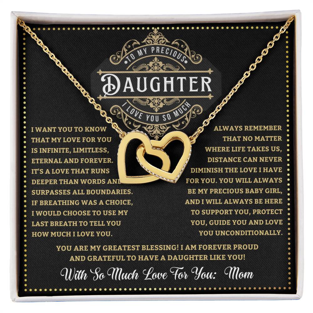 JGF Jewelry Gifts for Family Double Hearts Linked Necklace For Daughter From Mom