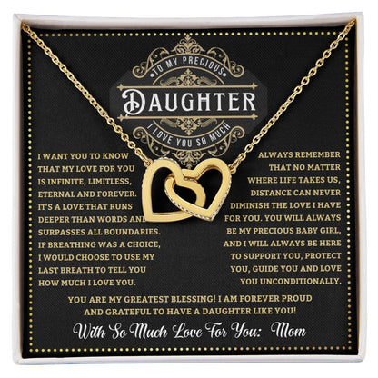 JGF Jewelry Gifts for Family Double Hearts Linked Necklace For Daughter From Mom