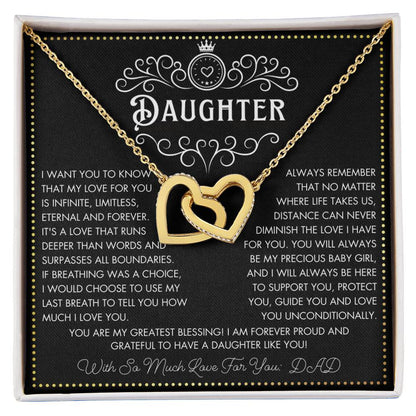 JGF Jewelry Gifts for Family To My Daughter Necklace From Dad Double Heart