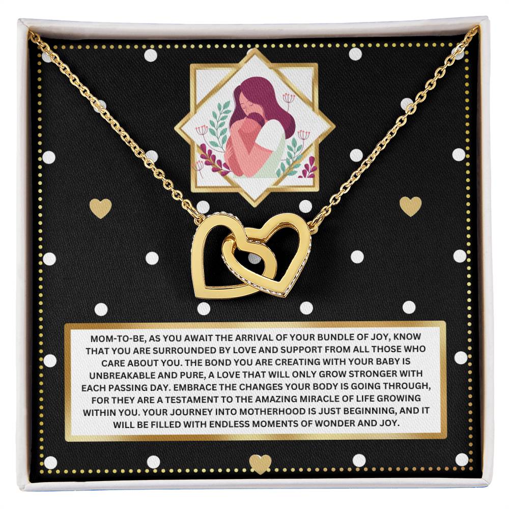 JGF Jewelry Gifts for Family Mom To Be Mothers Day Card Interlocking Heart Necklace