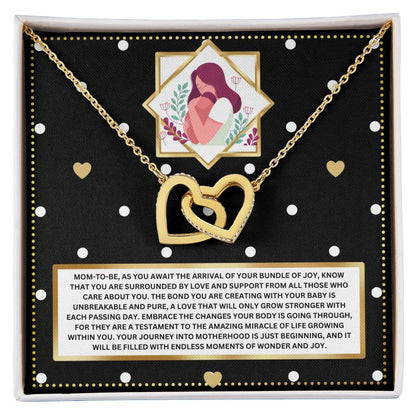 JGF Jewelry Gifts for Family Mom To Be Mothers Day Card Interlocking Heart Necklace