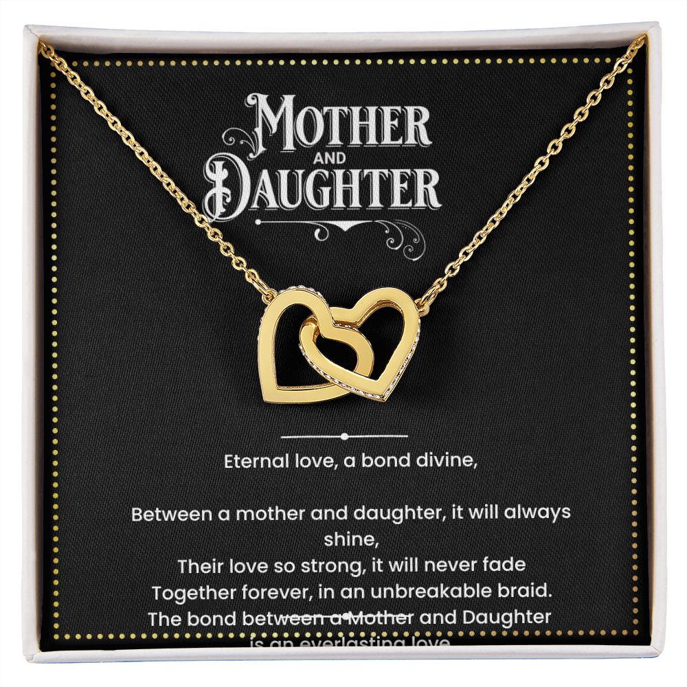 JGF Jewelry Gifts for Family | Two Hearts Pendant Necklace with Cubic Zirconia Crystals for Mother and Daughter