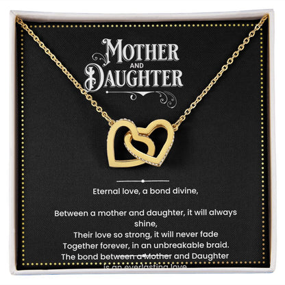 JGF Jewelry Gifts for Family | Two Hearts Pendant Necklace with Cubic Zirconia Crystals for Mother and Daughter